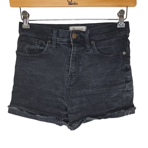 Madewell Lunar High Rise Washed Black Denim Shorts C1732 Size 26 - Picture 2 of 6